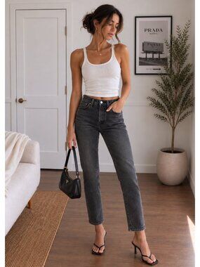 Levi’s Wedgie Straight Jeans 26 Leisure Time Tonight Charcoal Black $80